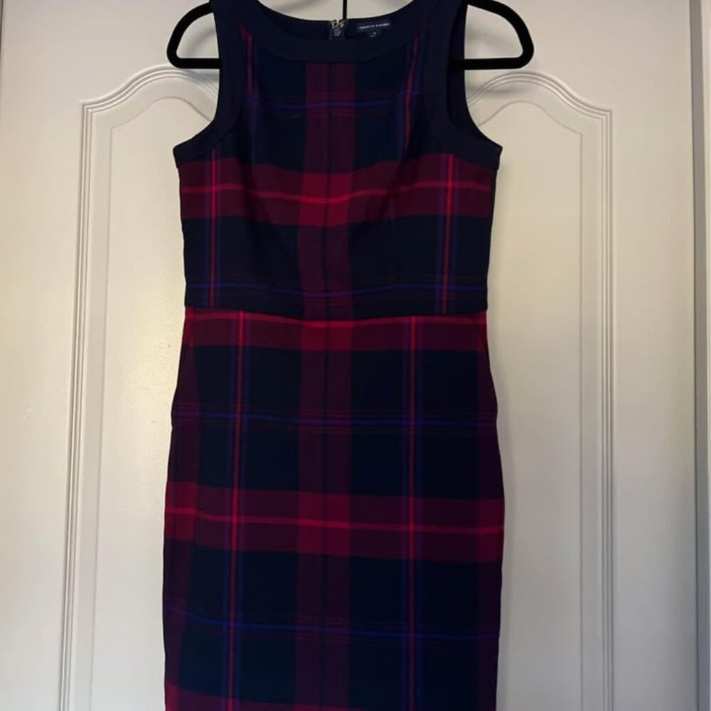 Tommy Hilfiger Navy Blue & Purple Check Tartan Sleeveless Shift Dress | Size 4